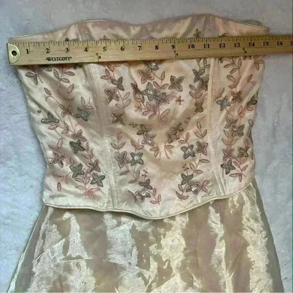 Vintage Fairycore Princess Coquette Embroidered Corset Prom Dress 8 Made In USA - Picture 11 of 15